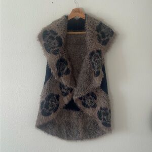 Stylish Black and Brown Fuzzy Vest